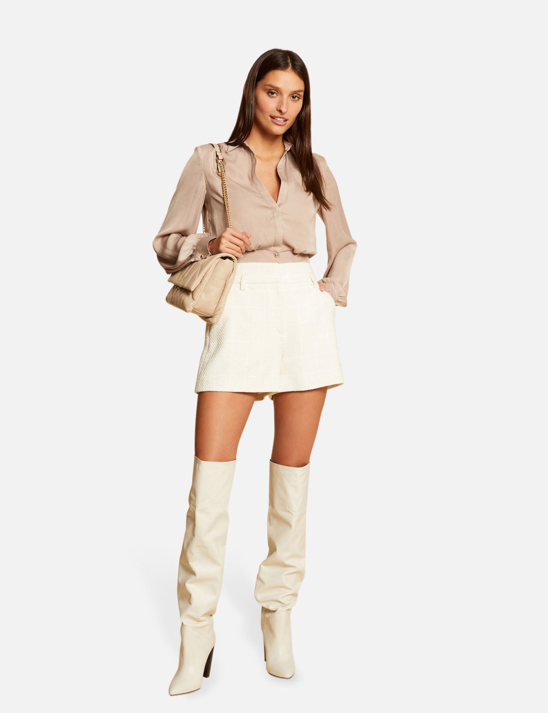 Blouse manches longues taupe femme - taupe