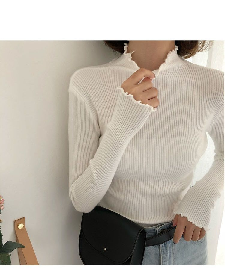 Maido - Sla rand mock hals gebreide top