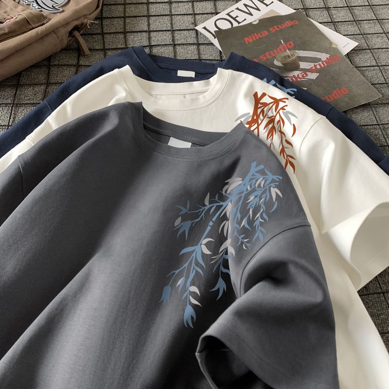 Wolfkane - T-shirt met korte mouwen en ronde hals en bamboeprint