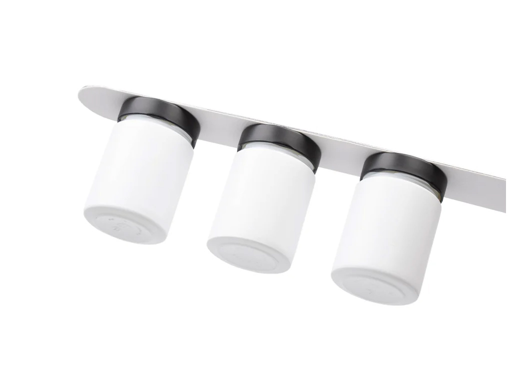 Silwy 3 witte magneet kruidenpotjes met witte ophanglijst - 192ml