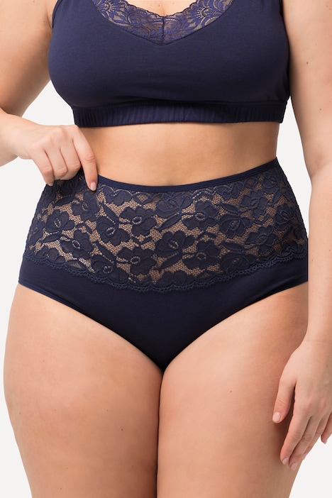 Maxislips, 2er-Pack, High Waist, Spitzenbund