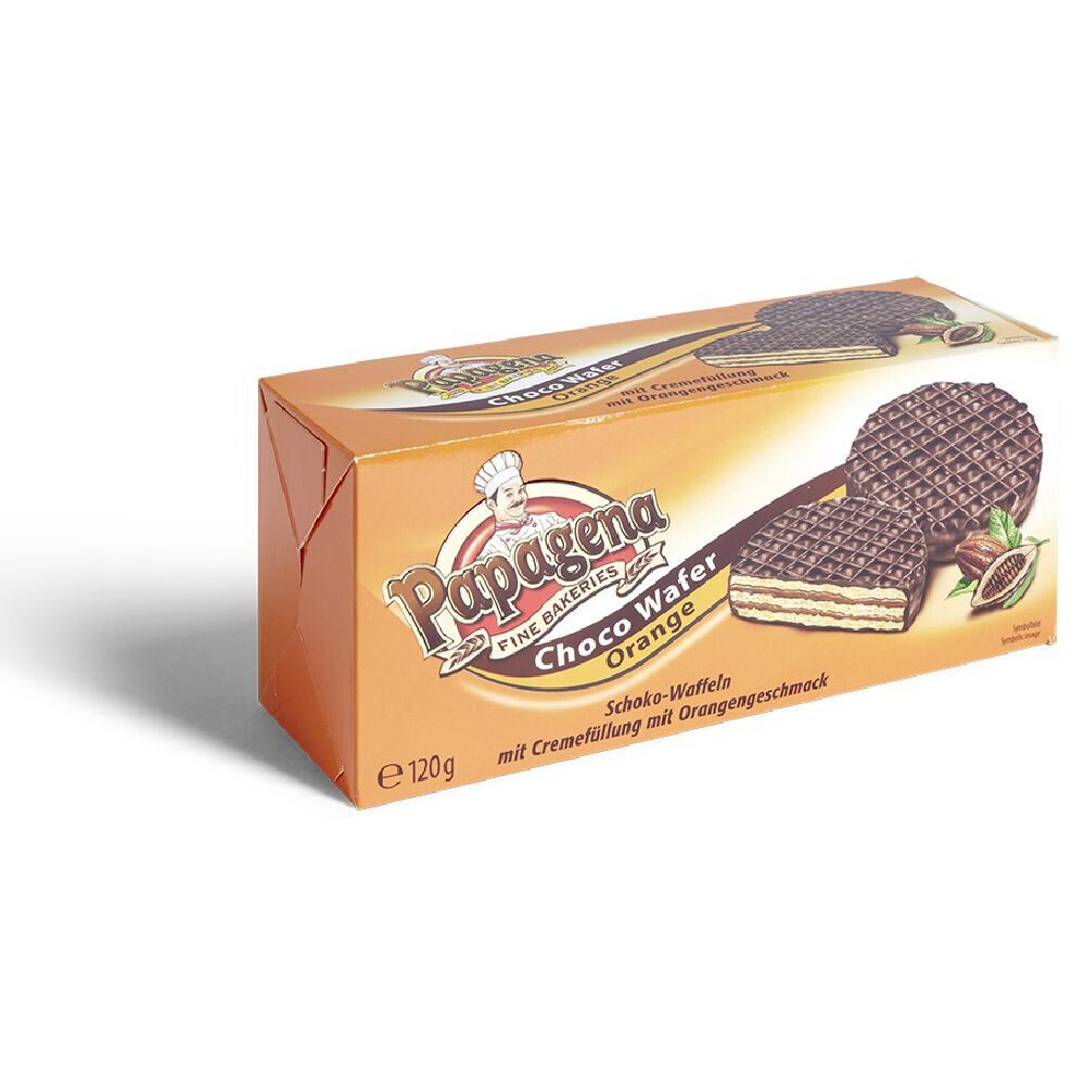 Gaufrette fourrée orange-noisette glaçage chocolat noir 120gr