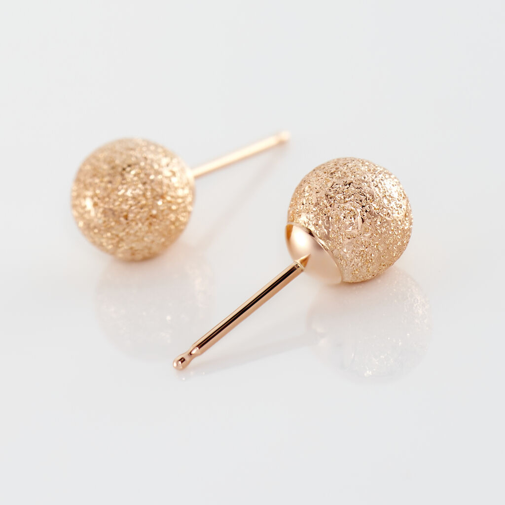 Boucles D'oreilles Puces Fidelia Boule Sablee Or Rose