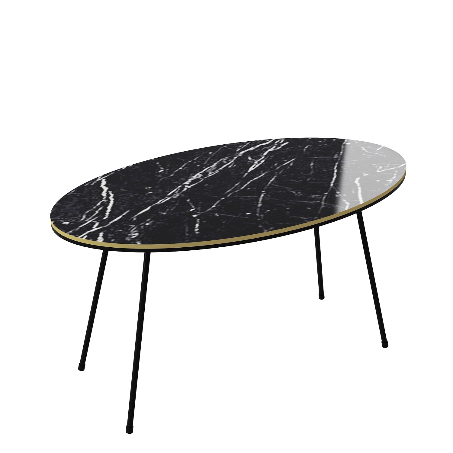 Couchtisch Marmor Optik Oval Schwarz 22126948