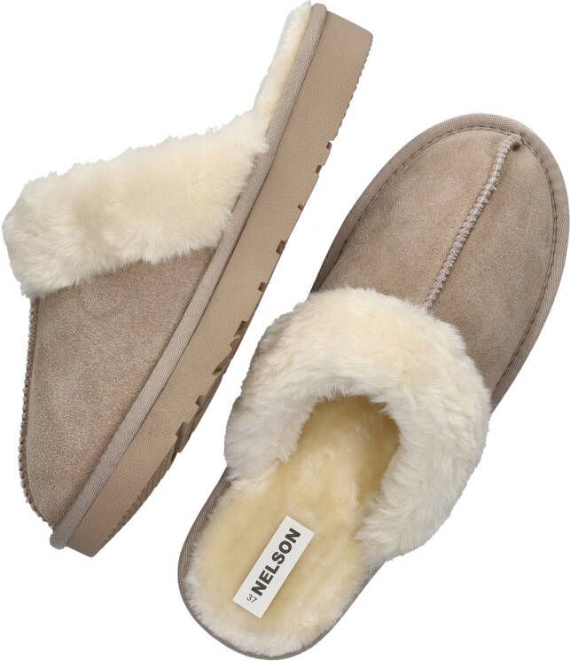 Nelson Home suède pantoffels beige
