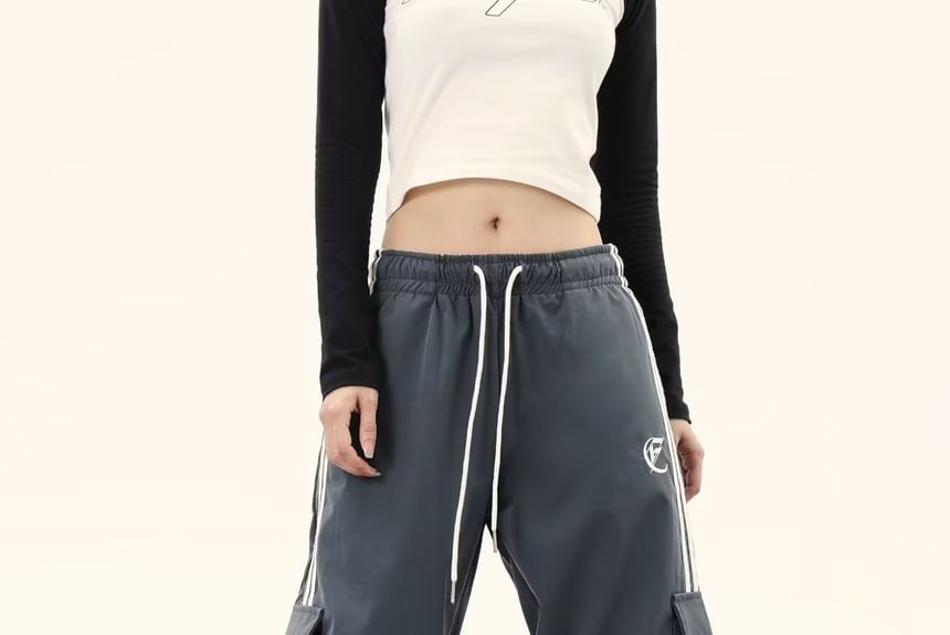 Rosesand - Lage taille, gestreepte, losse, wijde joggingbroek met zakken
