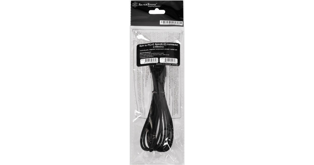 SilverStoneVerlengkabel SST-PP07-PCIB  (Zwart, 25 centimeter, PP07-PCIB)