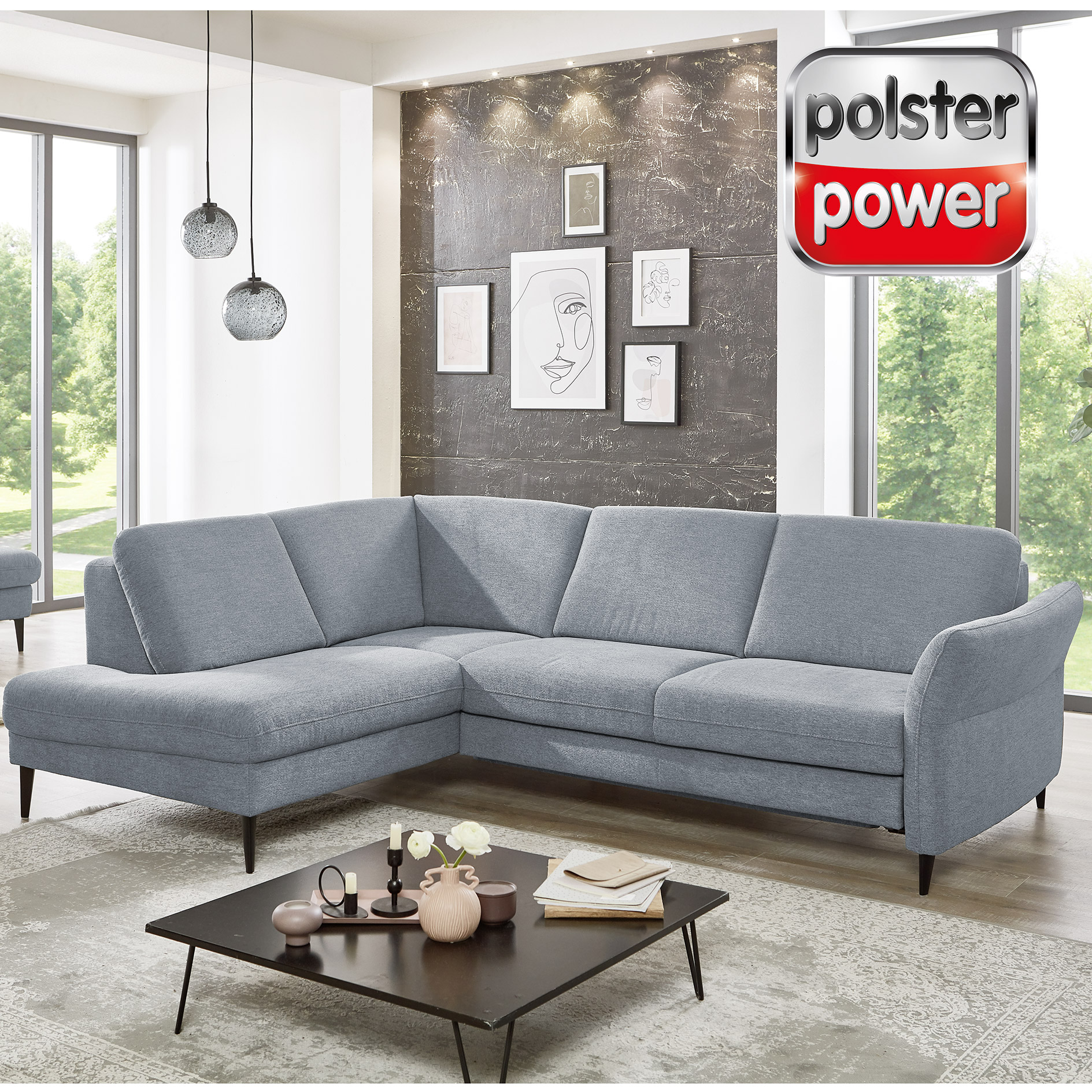 polsterpower Ecksofa - ice - Basismodell - Kombielement links