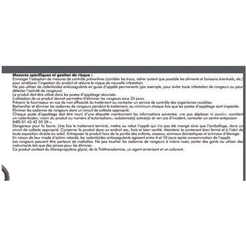 Appât céréales - raticide - blé entier - super dératissant - 140 g