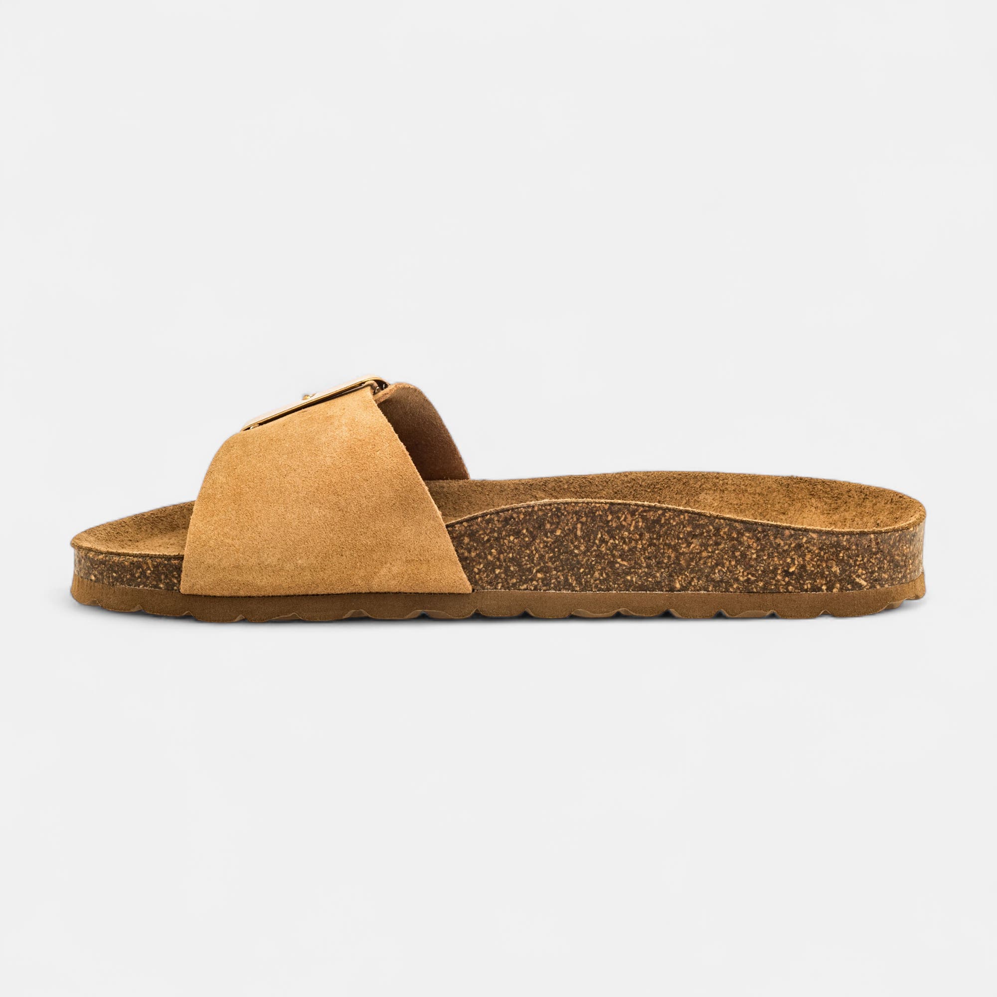 Mules semelle liège Femme en cuir camel