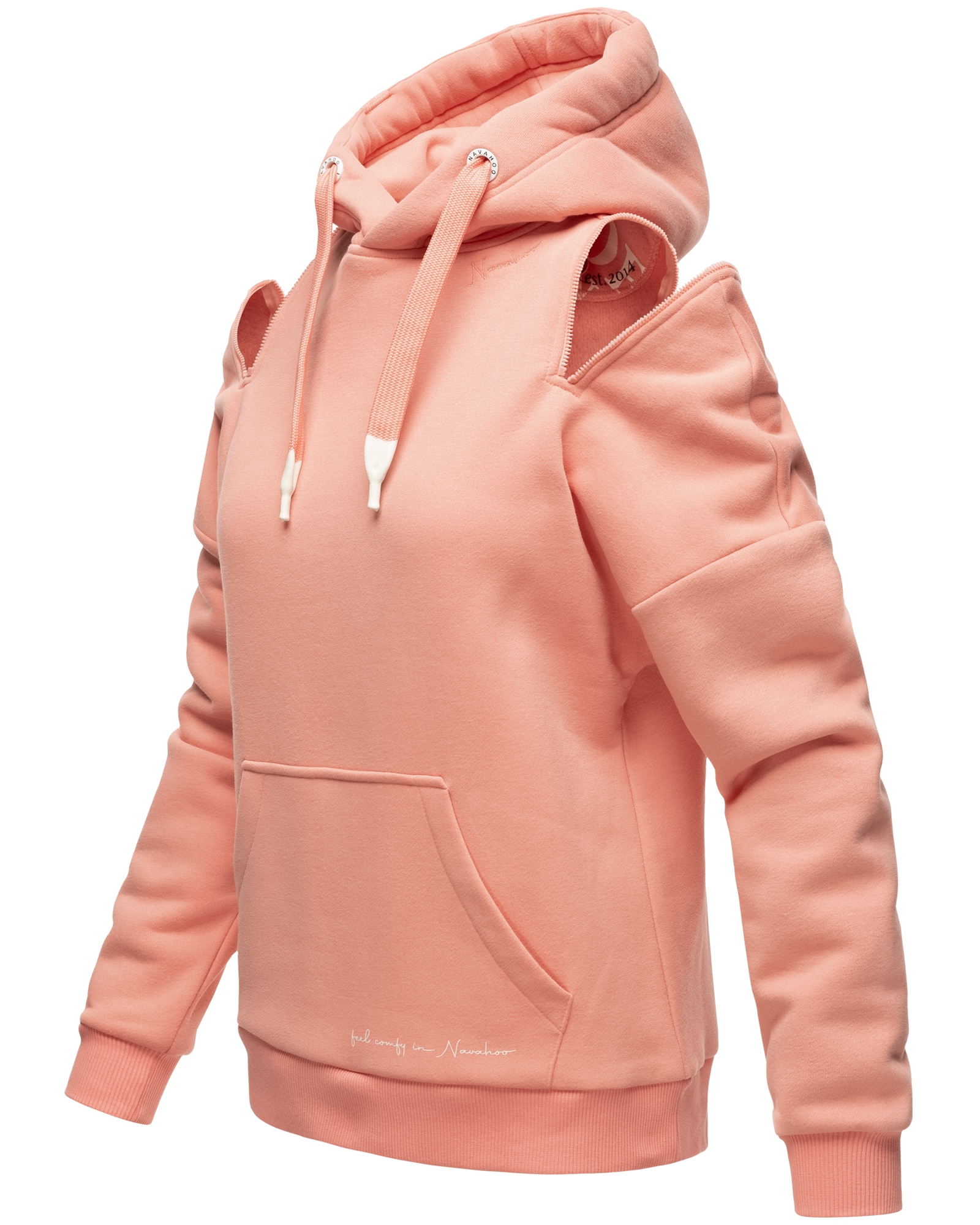 NAVAHOO Damen Kuscheliger Kapuzensweatshirt Hoodie mit breiten Tunnelzugkordeln Zuckerbärchen