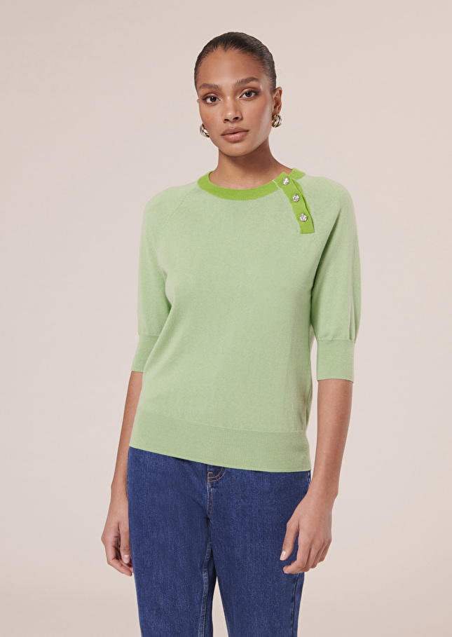 Pull Pastellevert en laine et coton