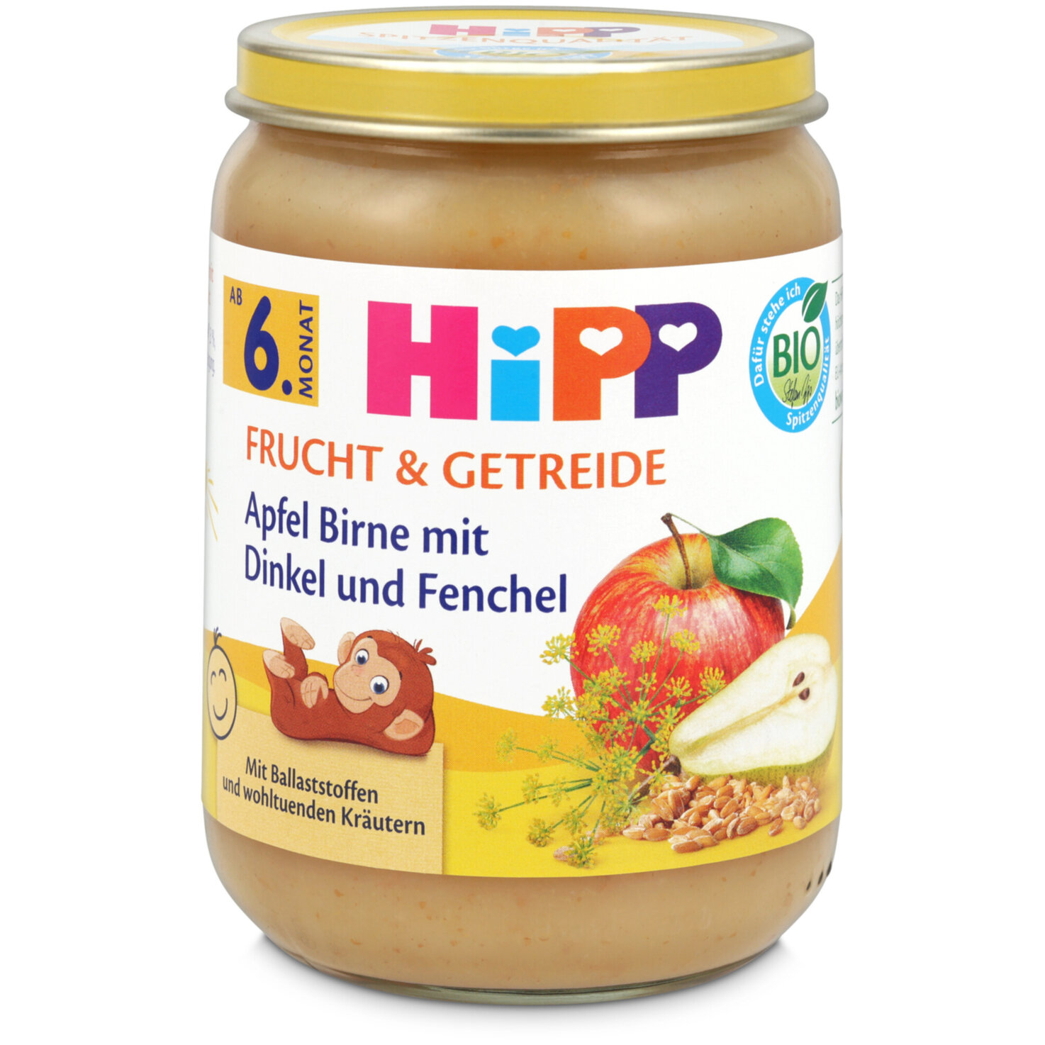 Hipp Apfel Birne mit Dinkel & Fenchel 6+ Monate