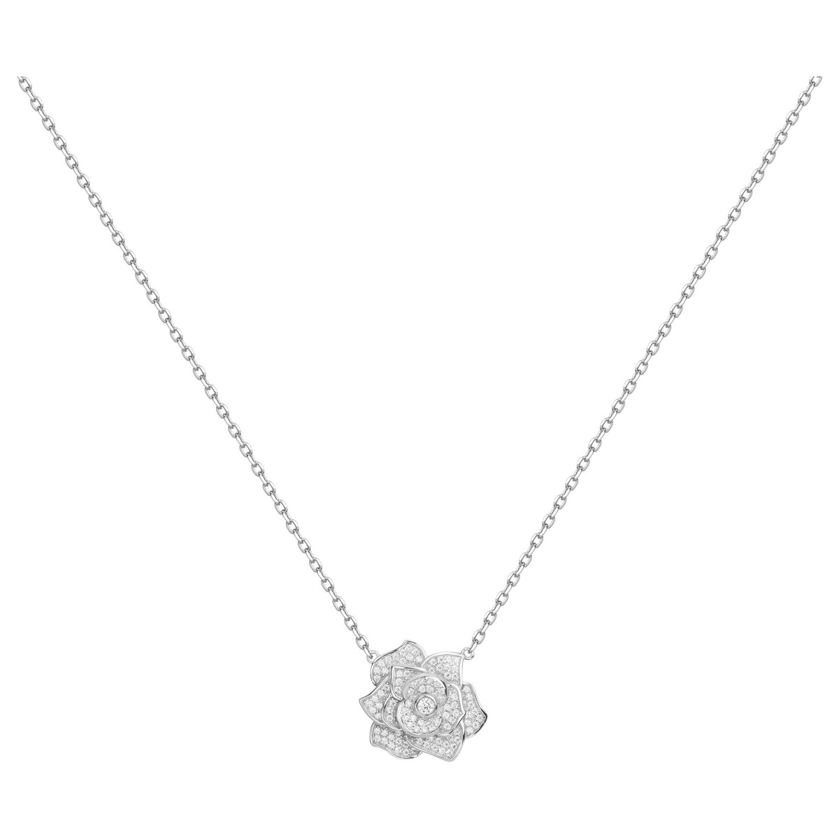 Collier mono-motif en Argent avec oxyde de zirconium blanc