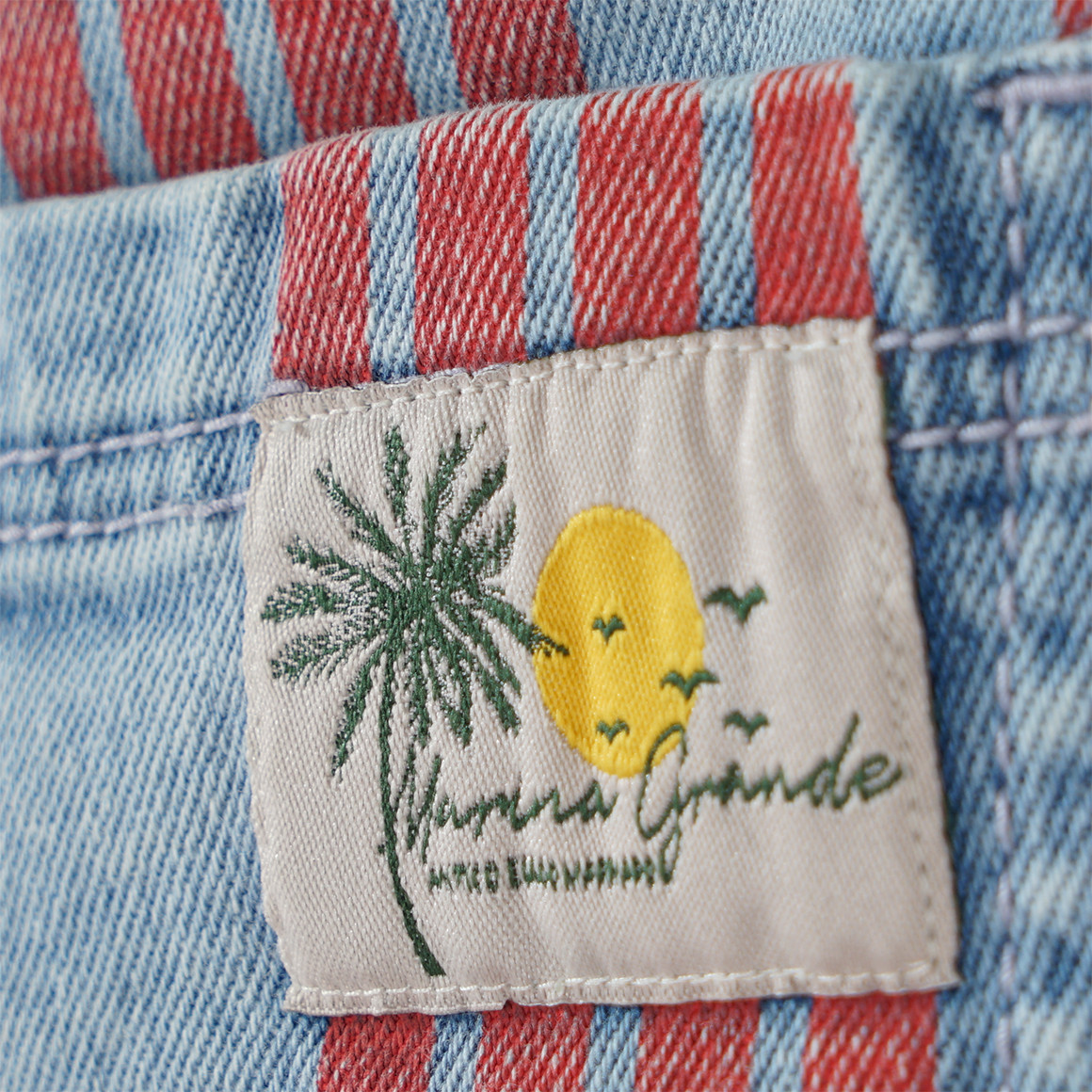 Jonas Nielsen Mädchen Jeansshorts mit Streifen-Allover hellblau