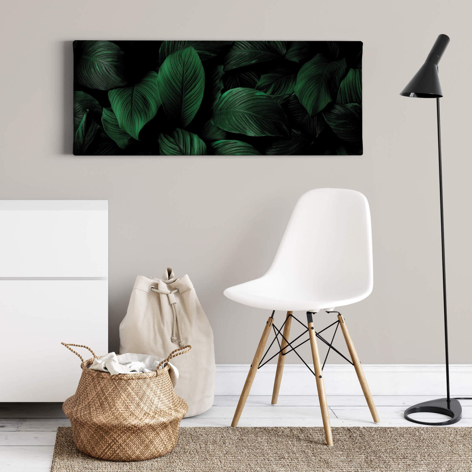 Leinwandbild GRÜNE BLÄTTER - grün - 100x40 cm