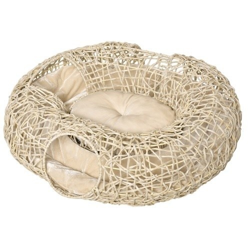 Toca para gatos PawHut em rattan e madeira natural