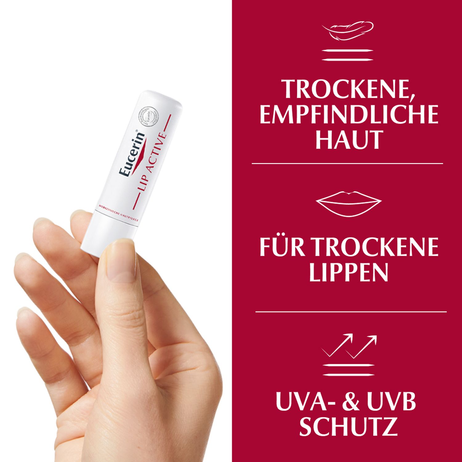 Eucerin Lip Active LSF 20 – Lippenpflege gegen trockene, spröde und rissige Lippen