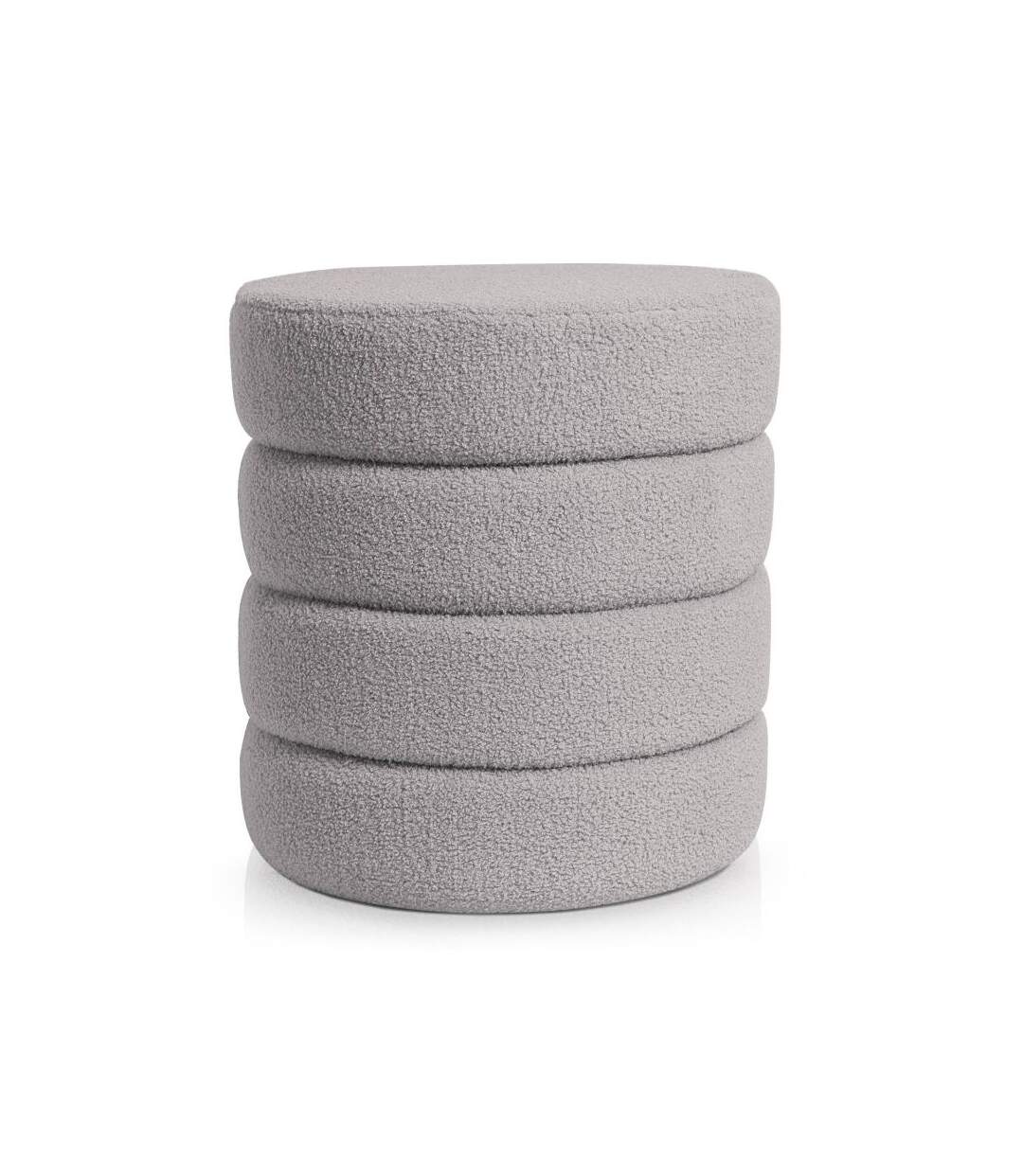 Paris Prix - Pouf Tissu Bouclette bobine 46cm Gris