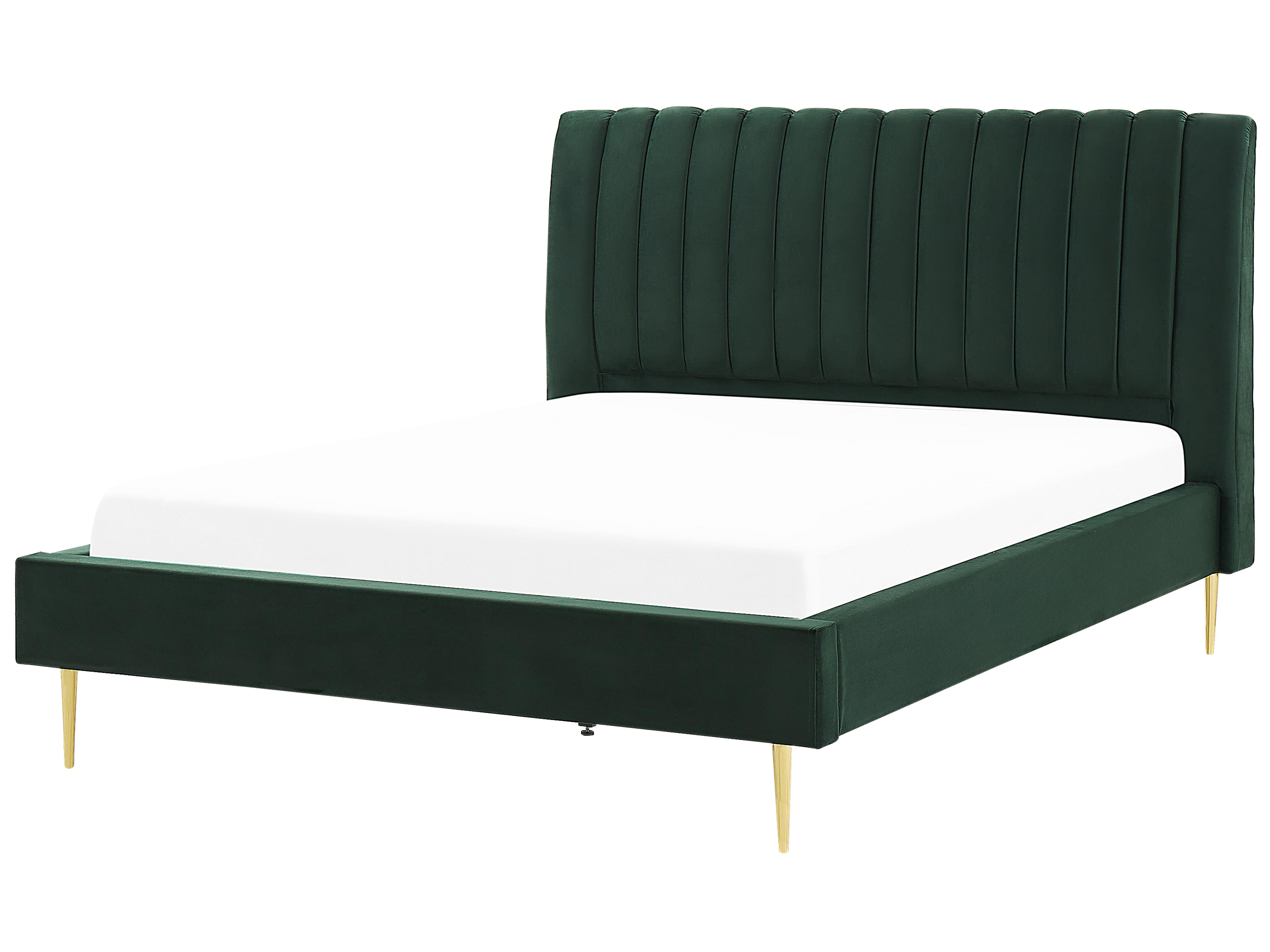 Bed Fluweel MARVILLE 180 x 200 cm Smaragdgroen