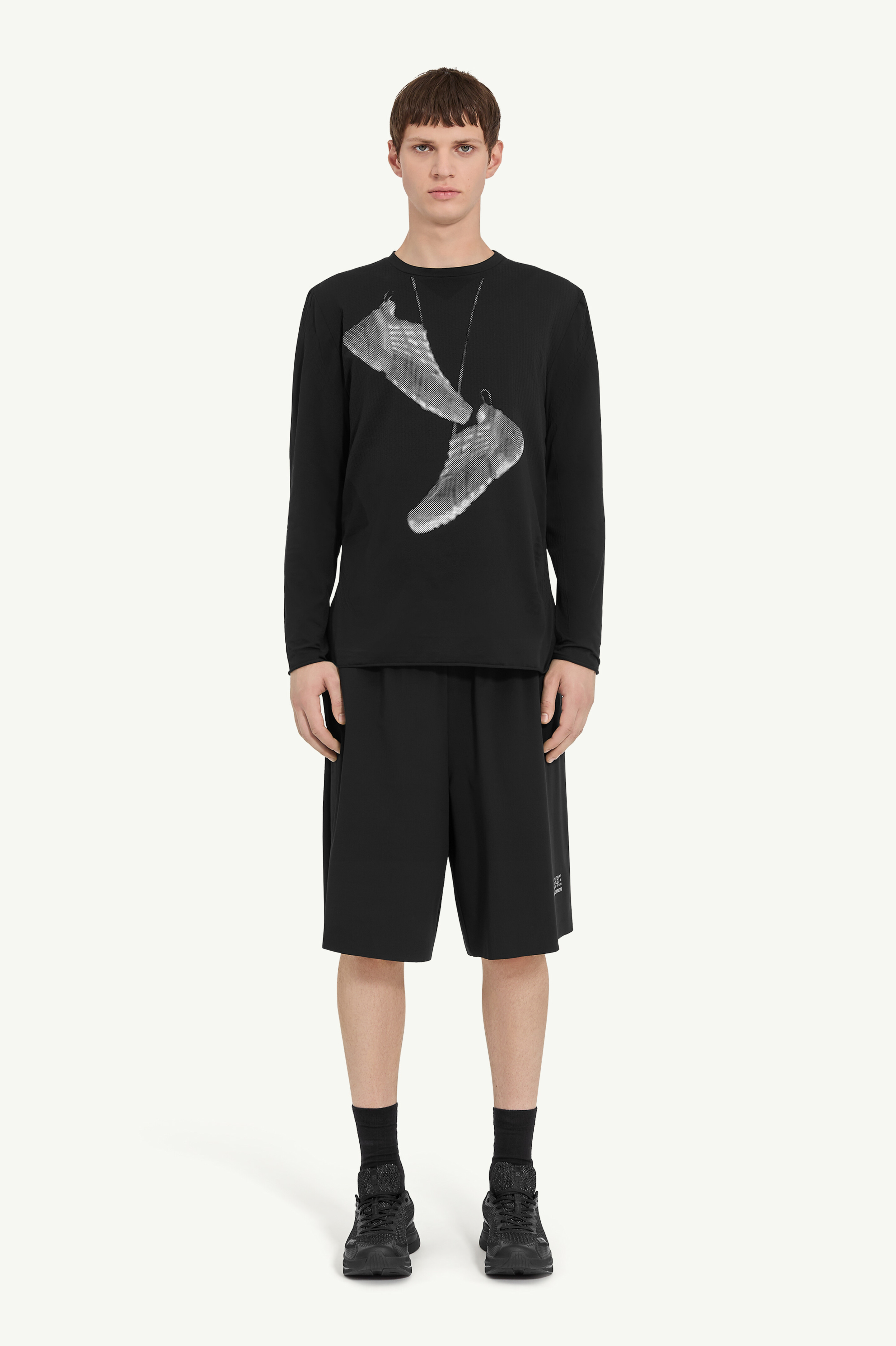 Black Crewneck Sneaker Printed T-Shirt