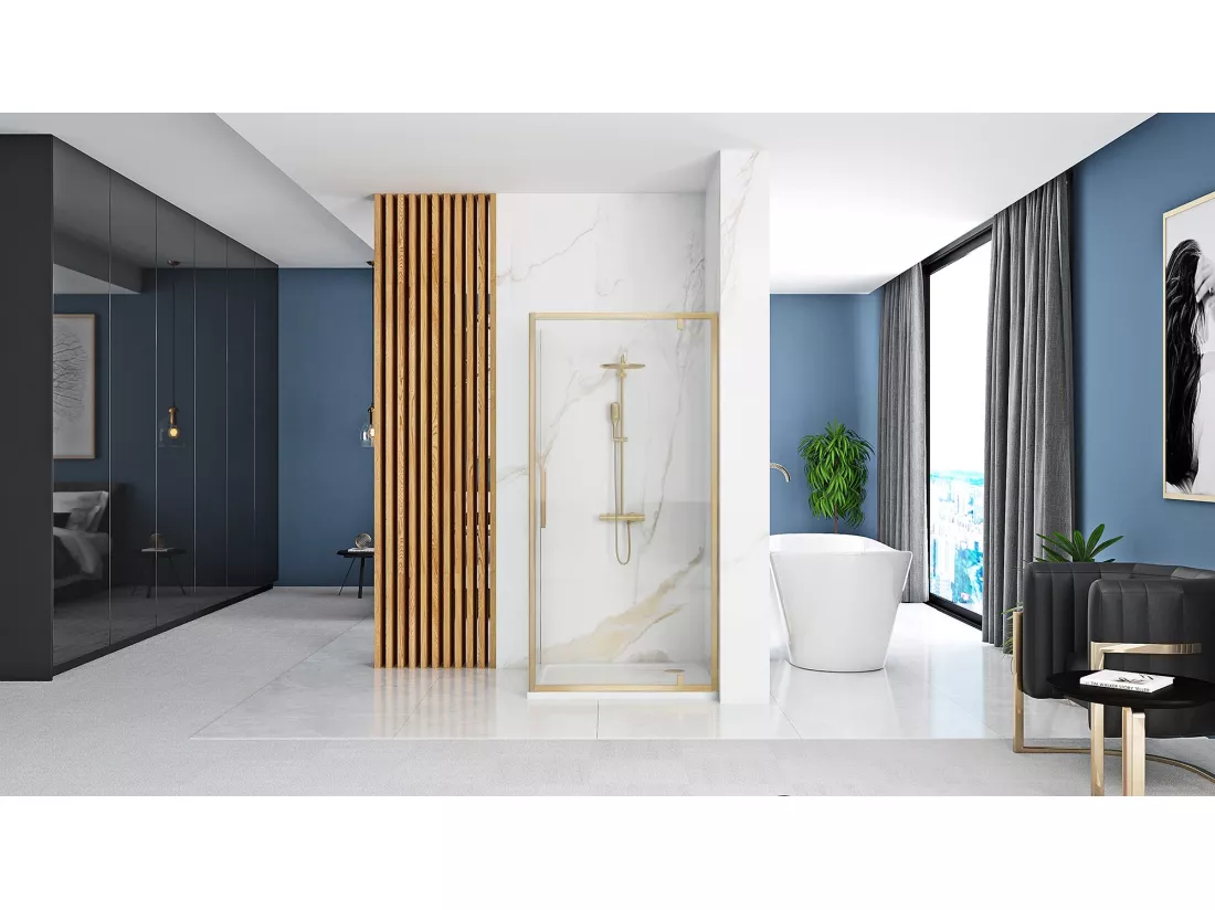 Cabine De Douche Rea Rapid Swing 90X80 Brush Gold