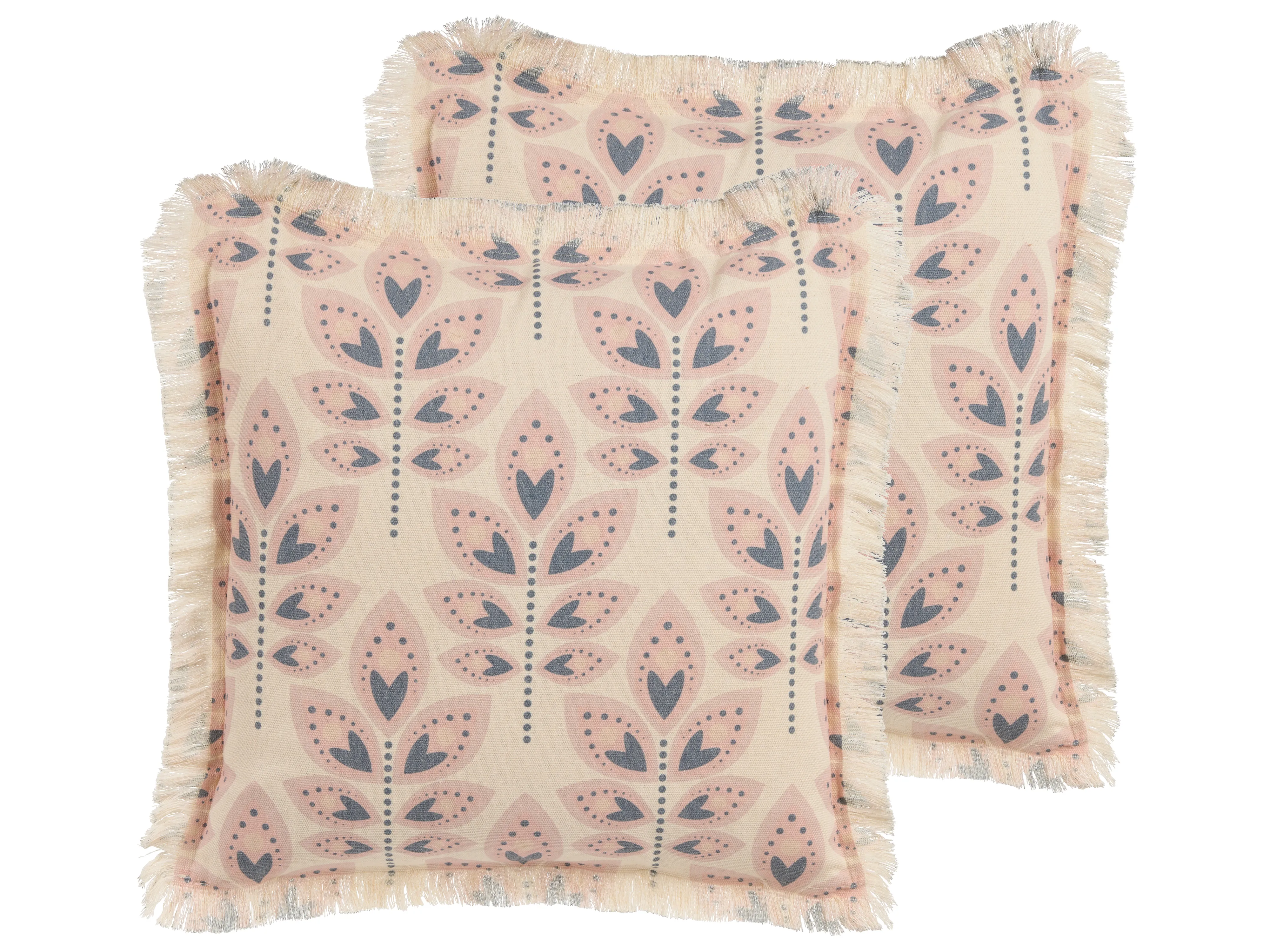 Set van 2 sierkussens RUDBECKIA 60 x 60 cm Lichtbeige bladpatroon