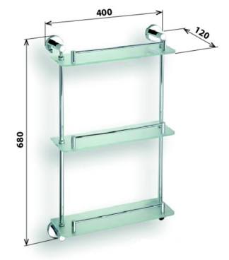 Sapho X-Round glazen planchet 40cm met rail 3 laags chroom