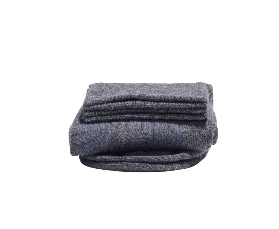 Chaussettes homme épaisses coton rayures Gris anthracite