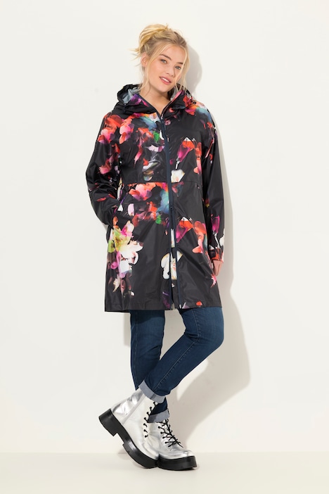 Funktions-Regenmantel, Kapuze, Zipper, verdeckte Taschen