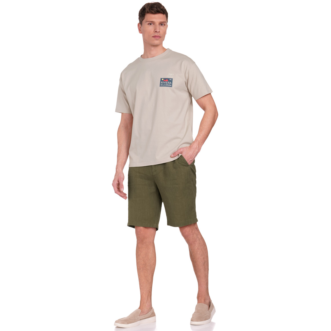 Jonas Nielsen Herren T-Shirt mit Backprint beige