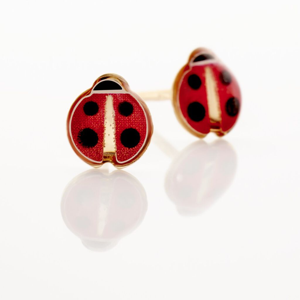 Boucles D'oreilles Puces Helidie Coccinelle Or Jaune