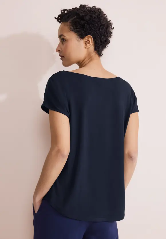 Materialmix T-Shirt - deep blue