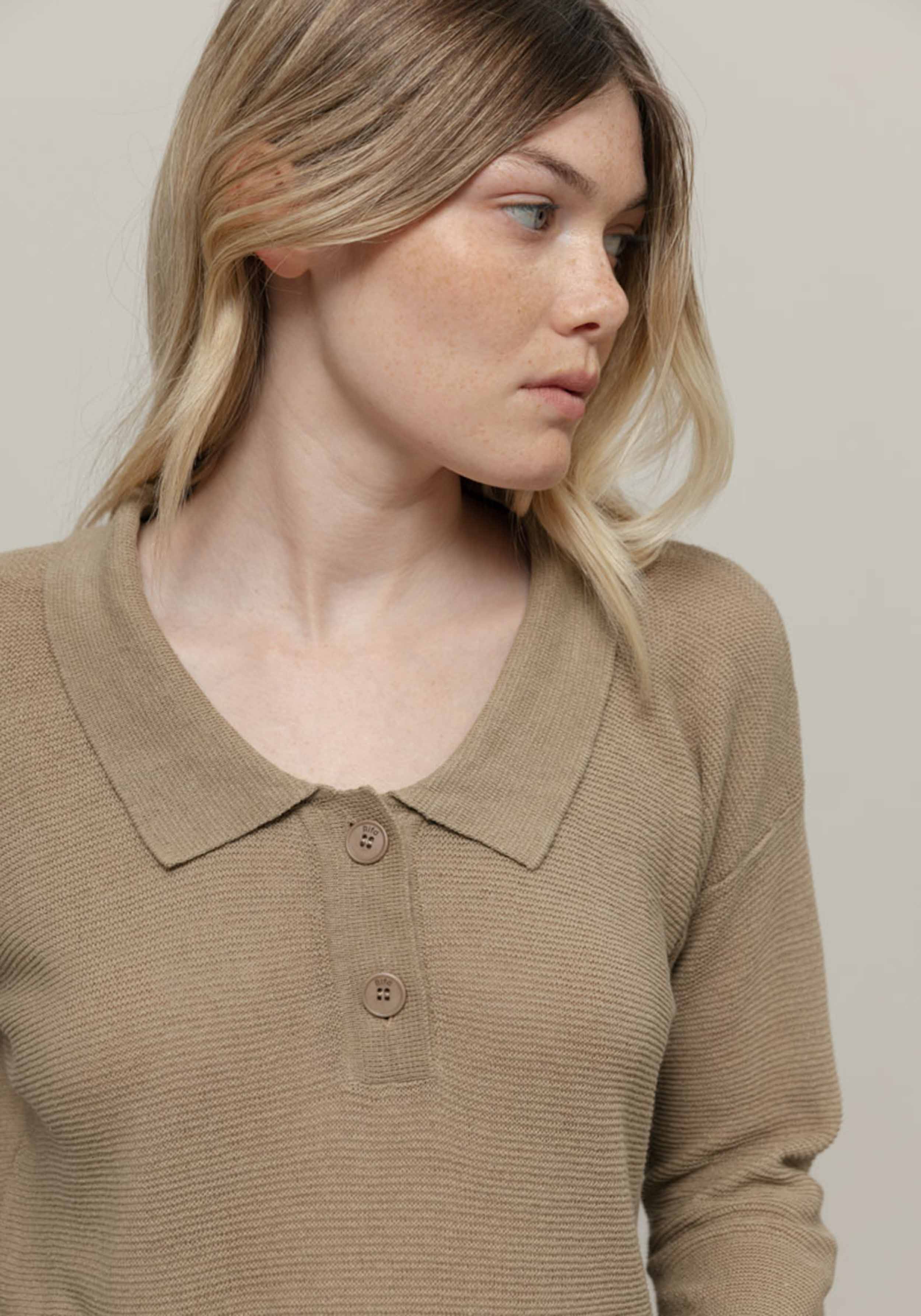 Rifo Leinen-Poloshirt Nina Beige Sabbia