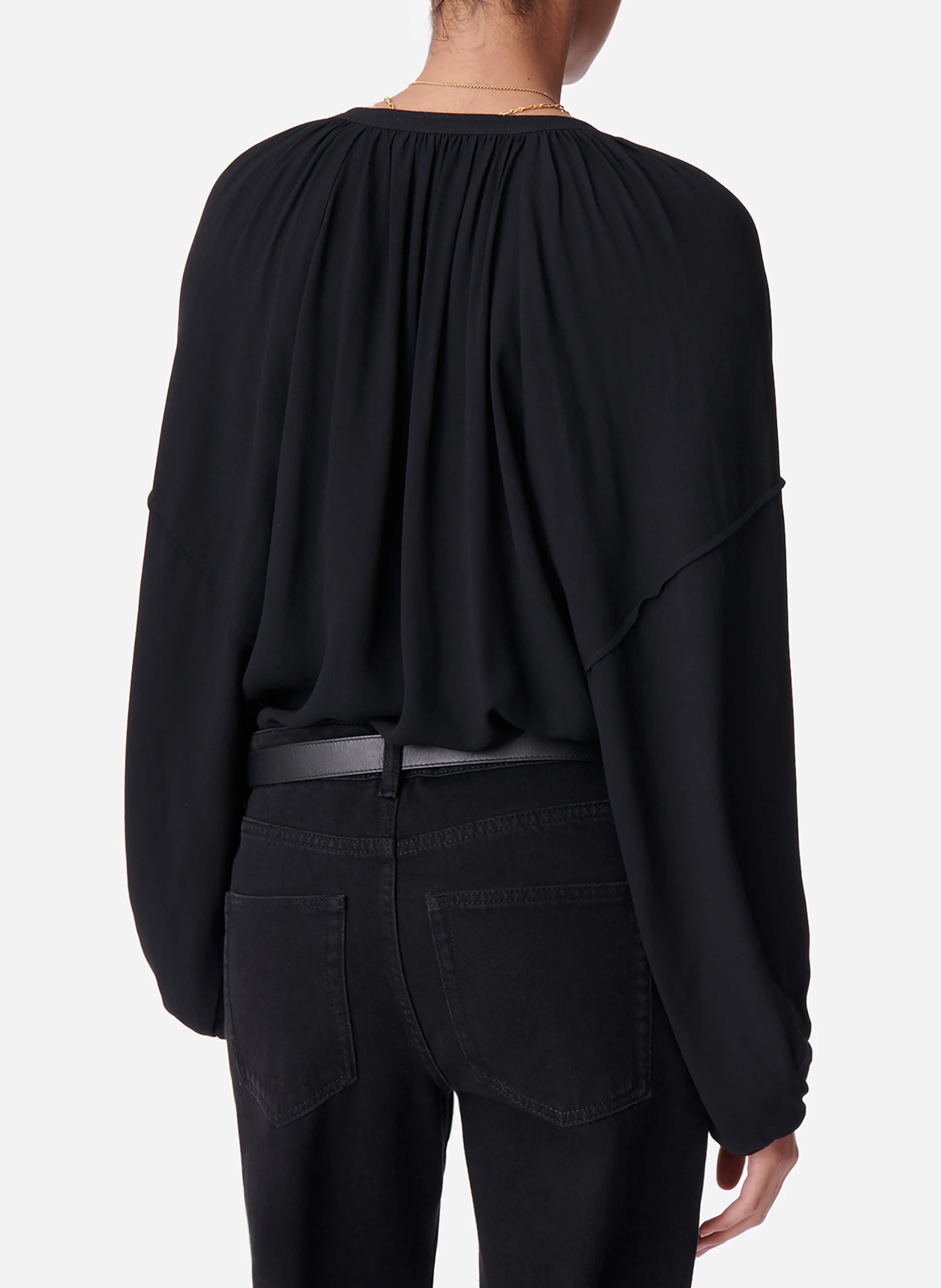 DYLAN - Blouse ample à pompons | Noir
