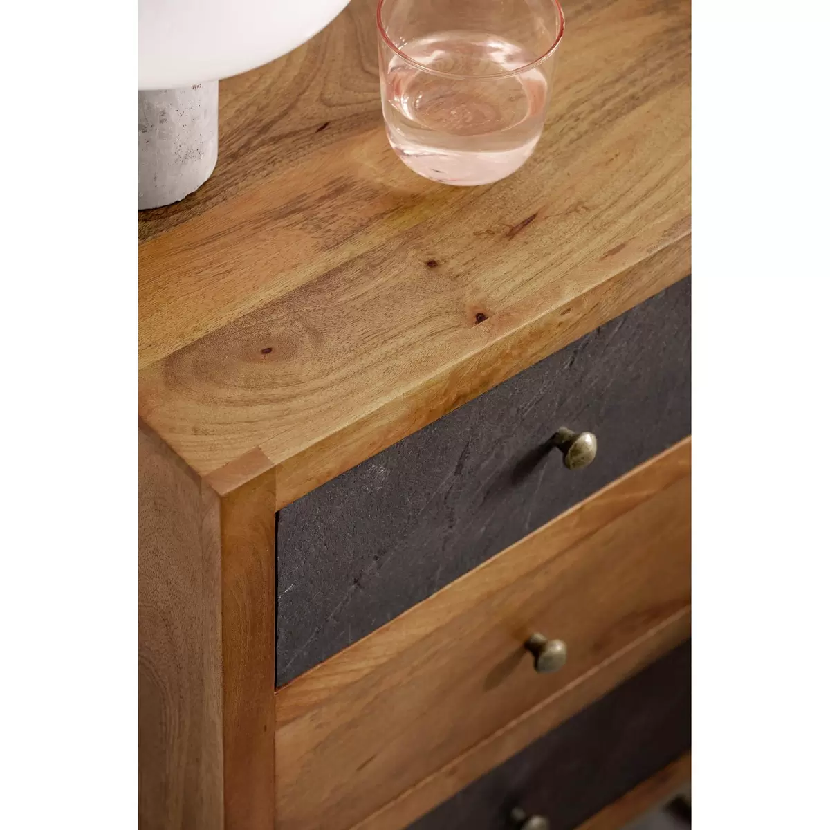Nachttisch Tarbes anthrazit,braun,gold