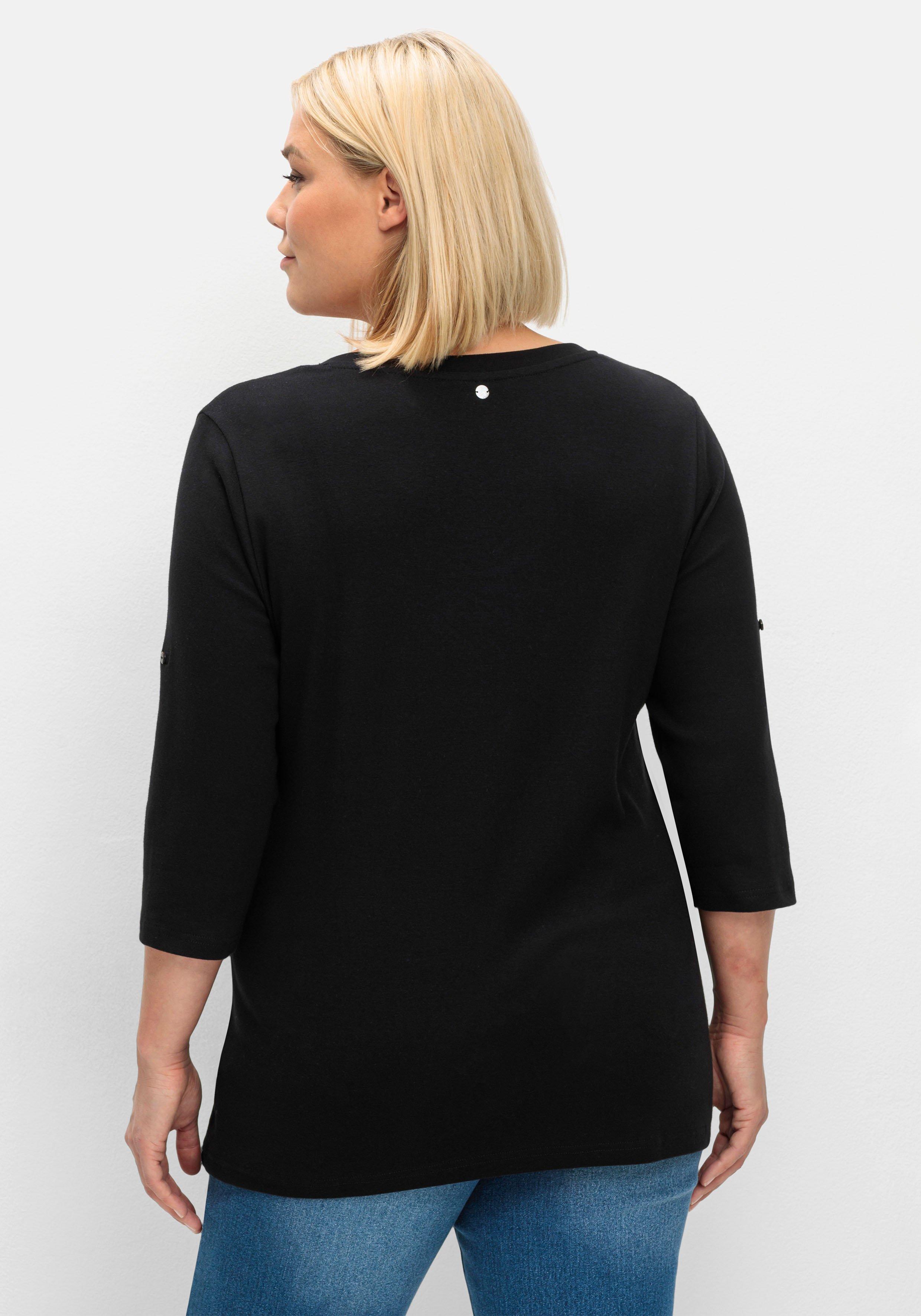 Henleyshirt mit 3/4-langen Krempelärmeln