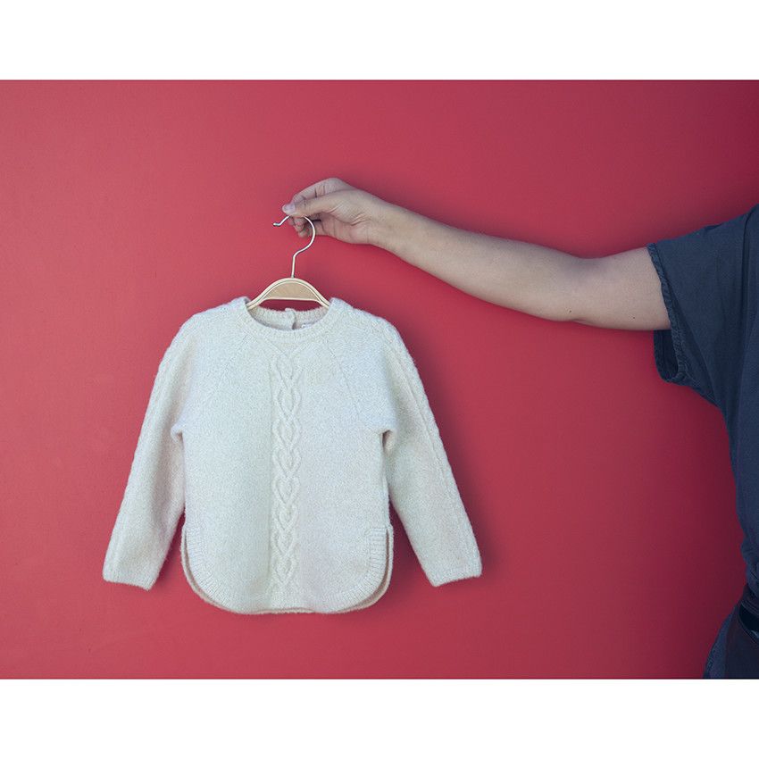 Pull en tricot torsadé pour bébé fille - Ecru