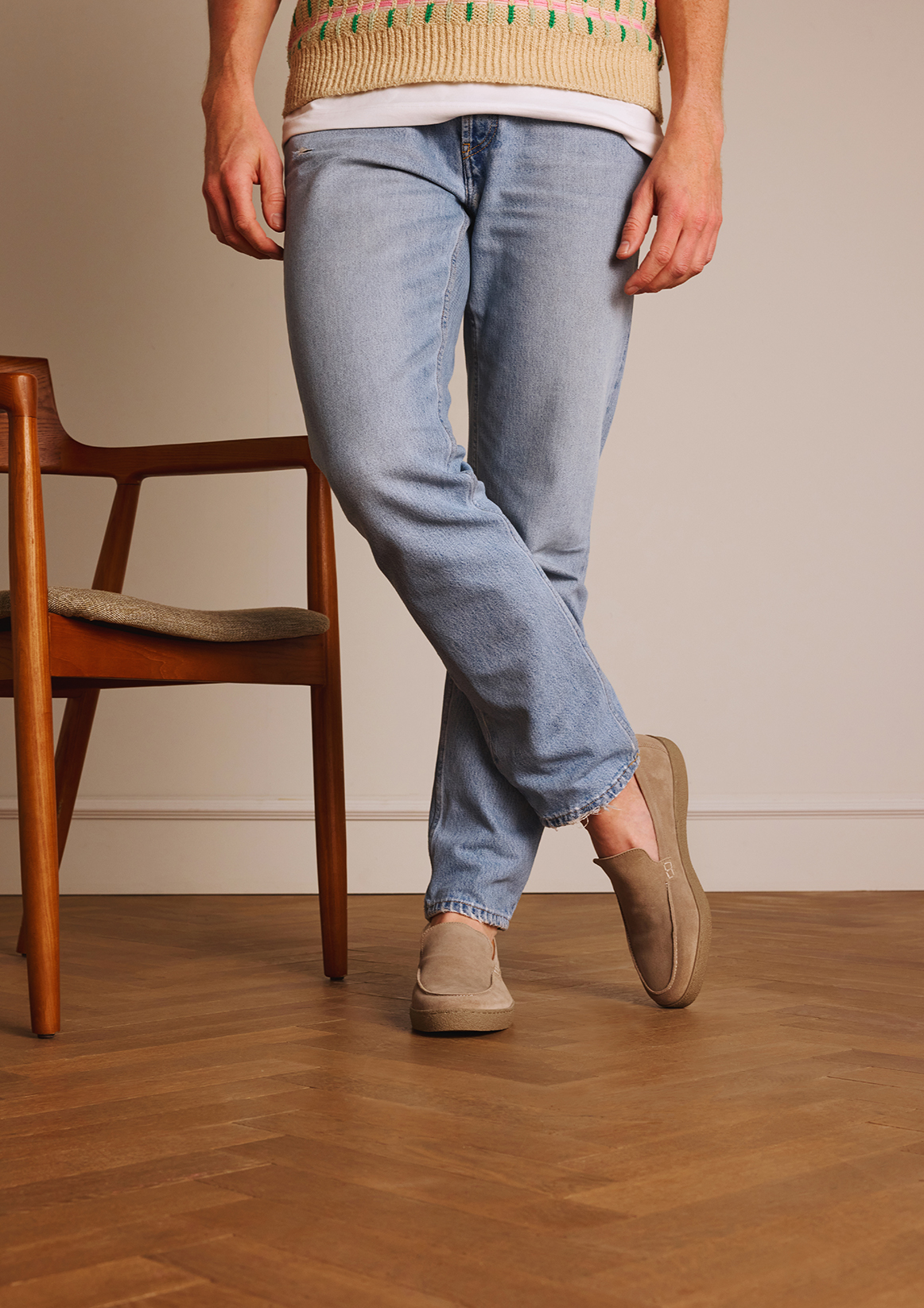 Beige suède loafers