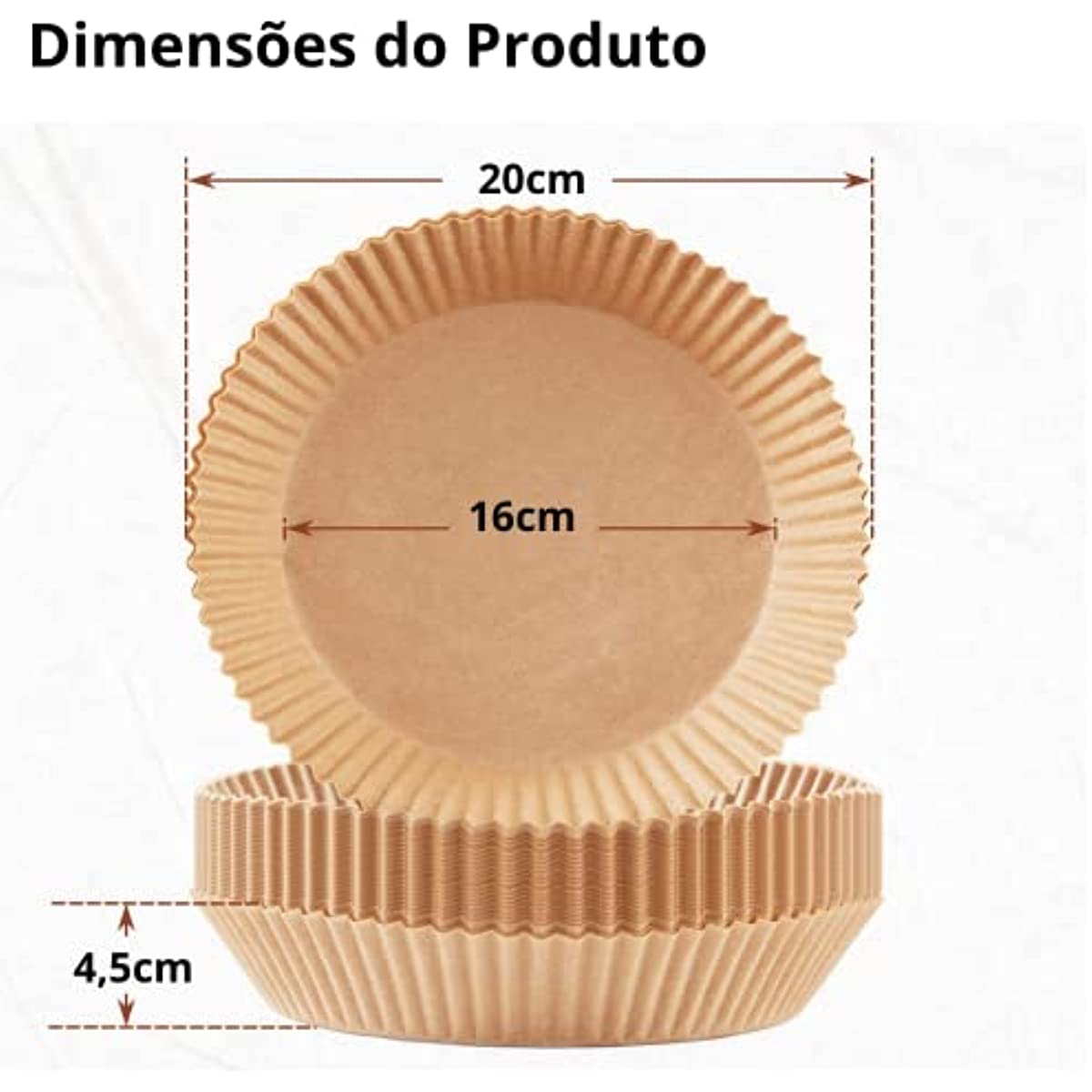 Kit com 50 unidades de papel descart&aacute;vel antiaderente para Air Fryer