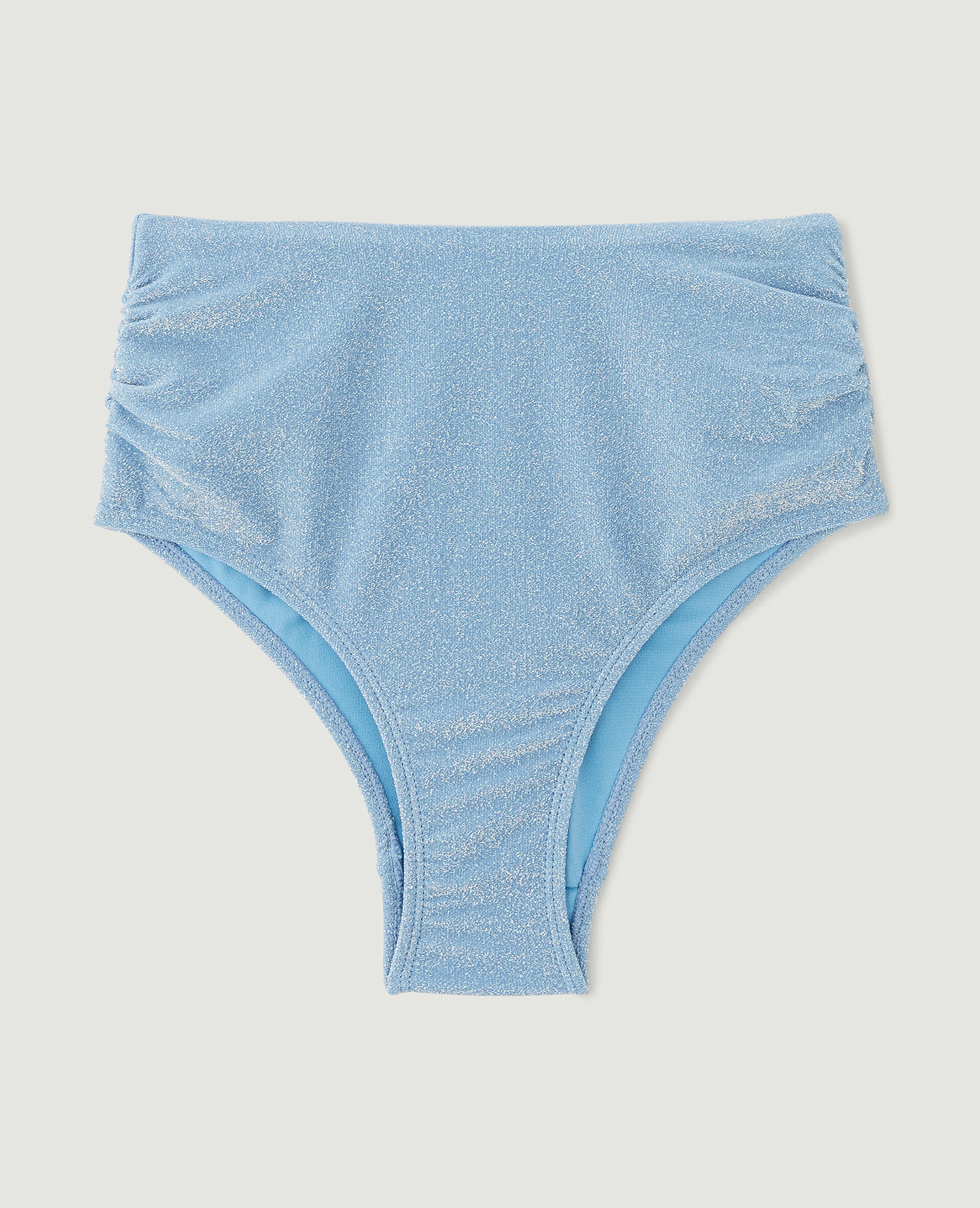 Bas de maillot culotte haute avec fronces - Bleu clair
