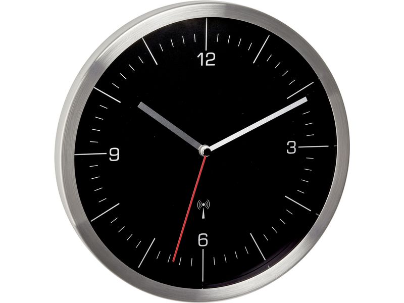 TFA Dostmann Funk-Wanduhr Schwarz Analoge Wanduhr