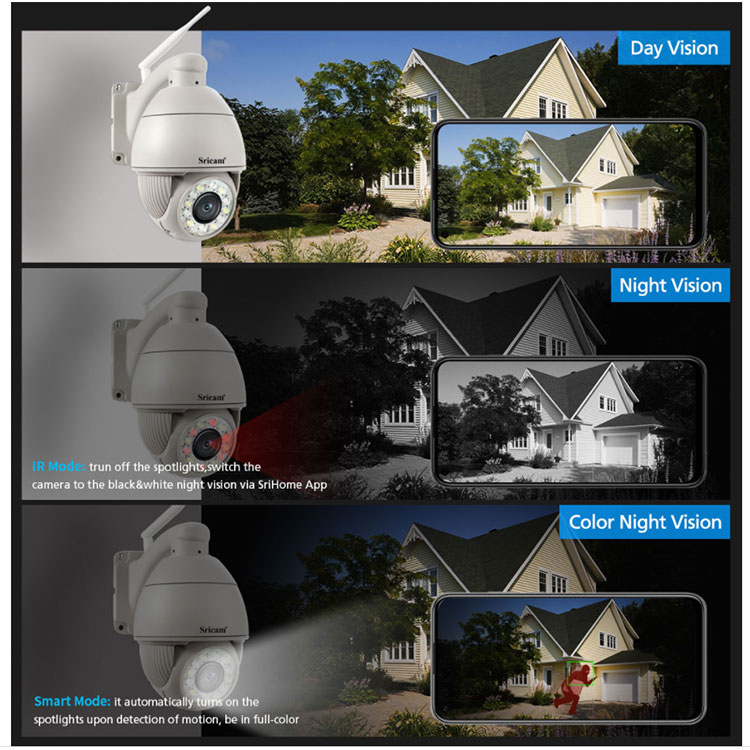(5MP) 2.4/5GHz WiFi Dome Kamera HD 1080p / IR LED's Nachtsichtfunktion / Bewegungserkennung / AP / Audio / Micro SD / IP66 / (iOS/Android)