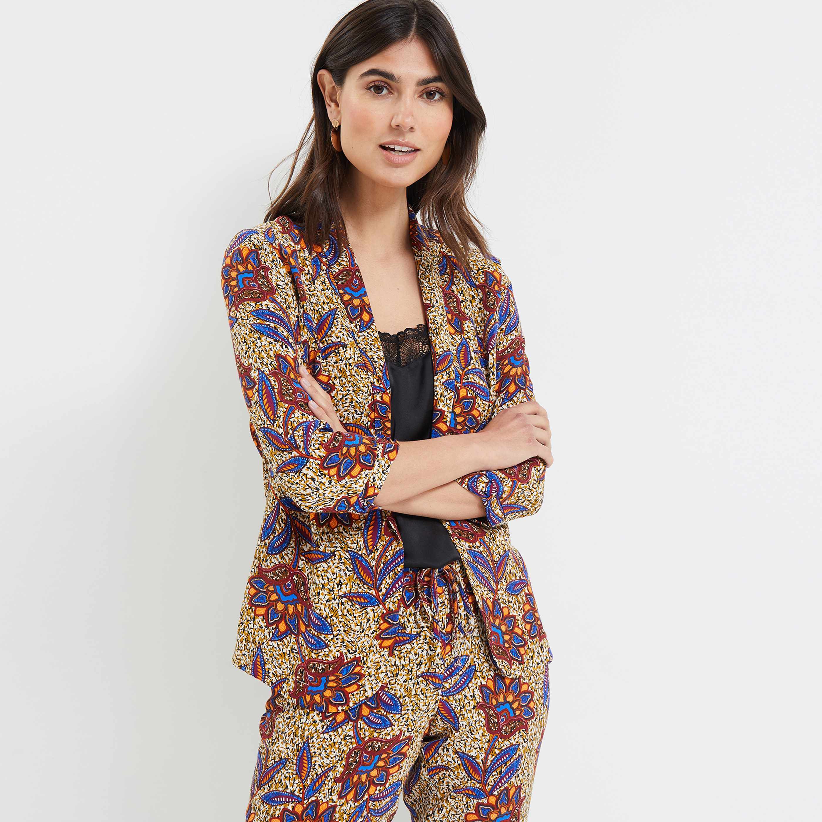 Blazer imprimé femme - CAMEL