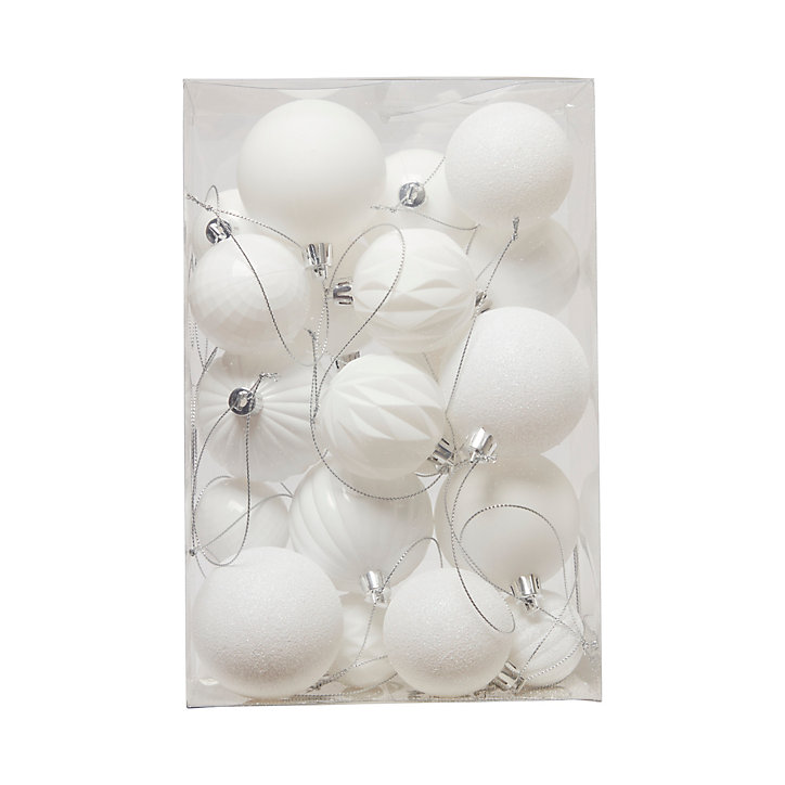 Assortiment de 20 boules de noel couleur blanc
