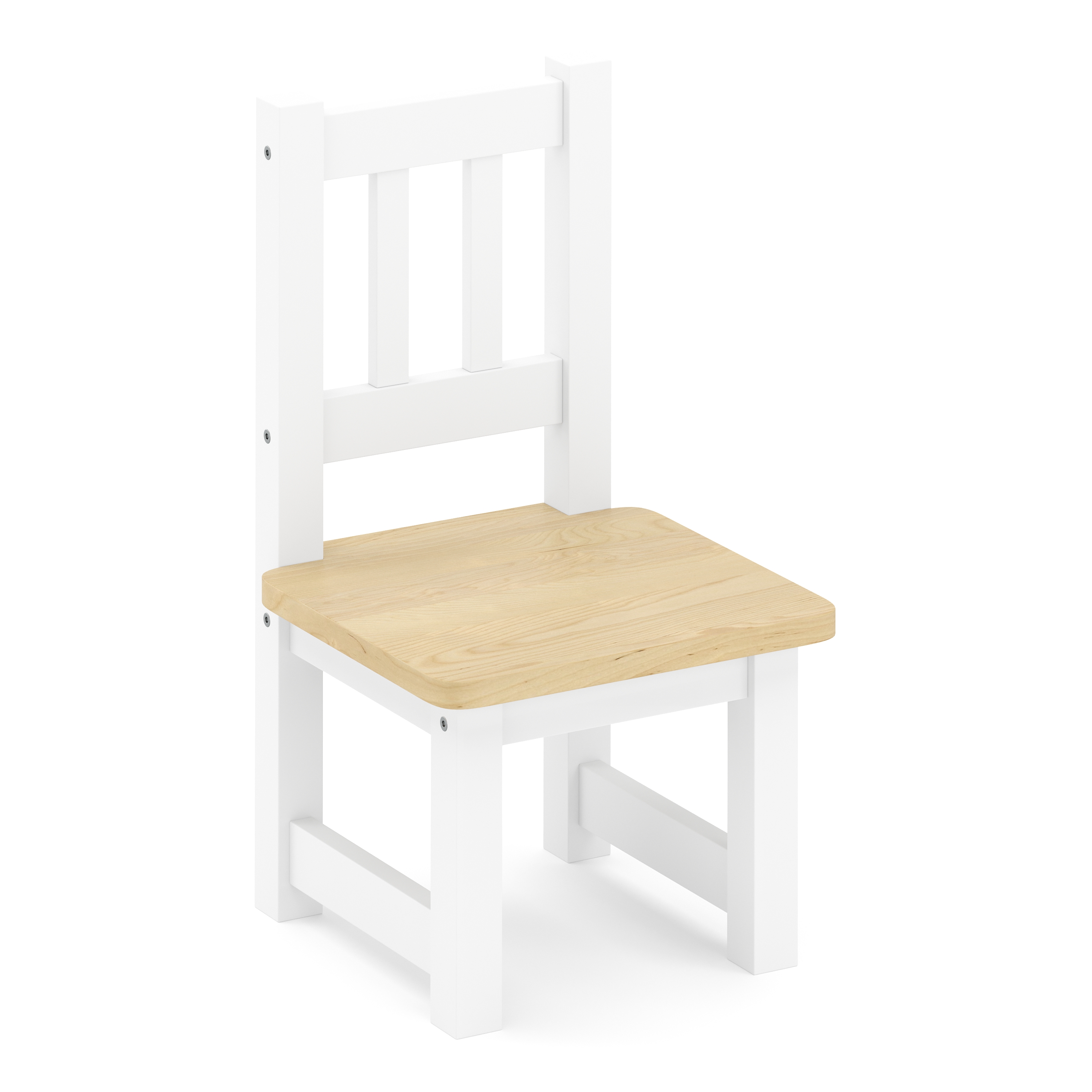 Kindertisch mit 2 Stühlen Holz weiss/natur