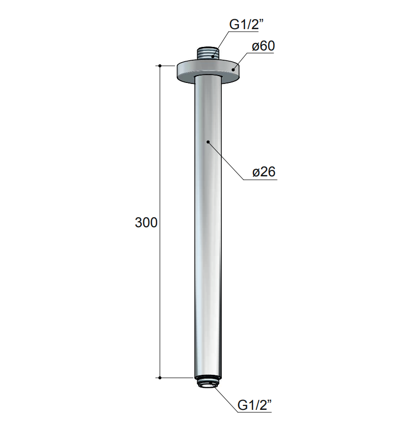 Hotbath Mate M453 plafondbuis rond 30cm geborsteld nikkel