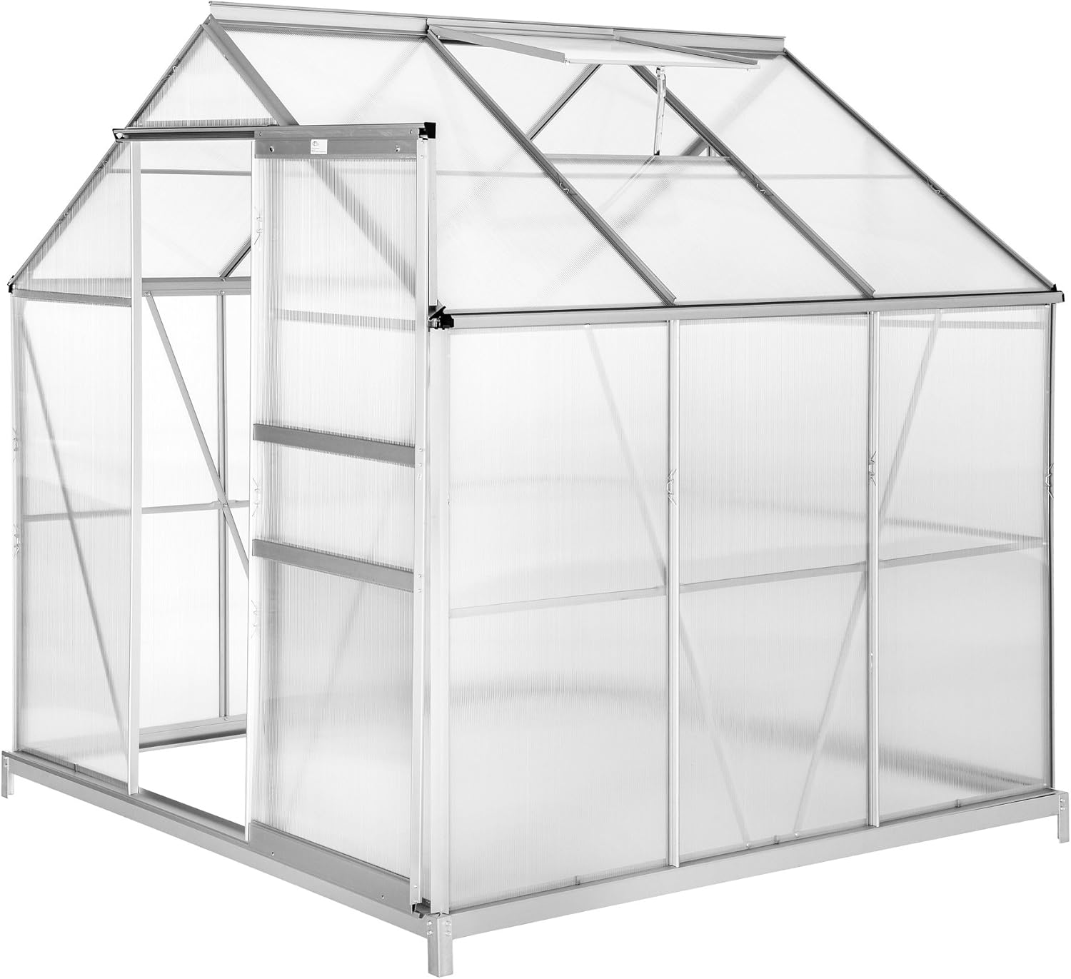 TecTake 800416 - Gewächshaus 190x185x195 cm, Stabile Rahmenkonstruktion aus eloxiertem Aluminium - Diverse Modelle (mit Fundament | Nr. 402472)