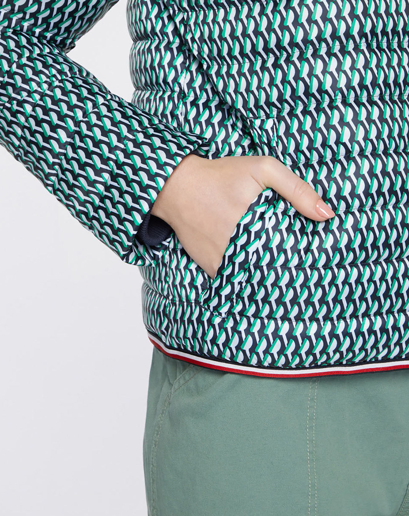 Tommy Hilfiger Doudoune fine imprimée vert/blanc/bleu marine