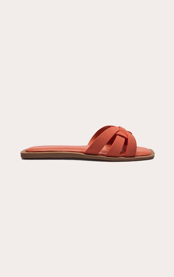 Orange Sandales Mules À Lanières Multiples En Synthétique